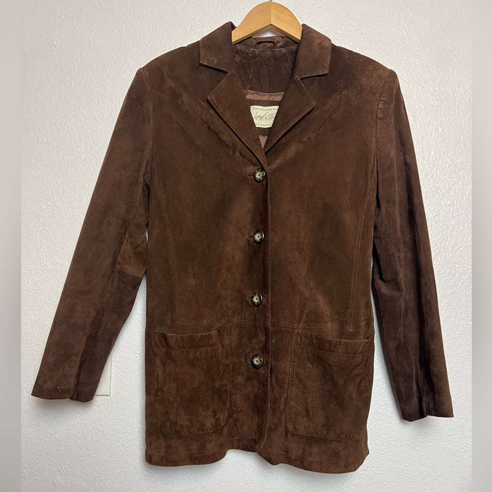 Lord & Taylor Brown Suede Leather Jacket